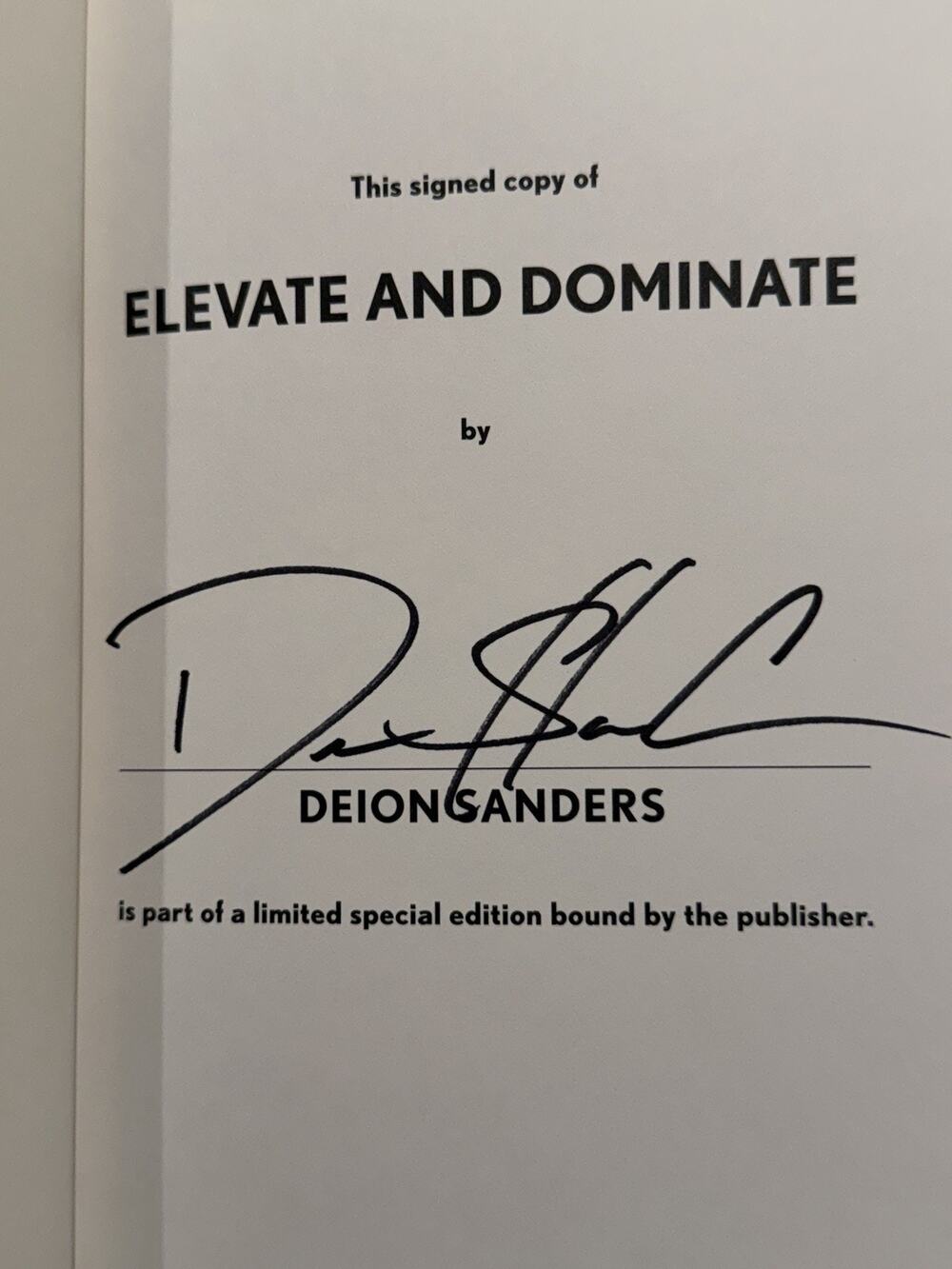 Deion Sanders Signed Elevate and Dominate Book Authentic Autographed NFL #31